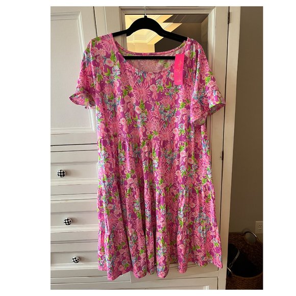 Lilly Pulitzer Jodee Swing Dress Amethyst Moms The Word PINK NEW NWT XXL - Picture 1 of 2